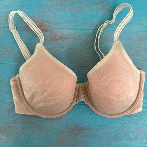 Victorias Secret Push-Up Bras Set Of 2 32D Black & Nude with Sea-foam Overlay - Picture 5 of 7